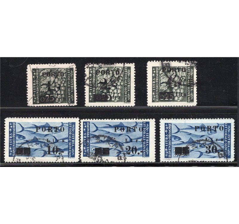Occup. Jugoslava Istria e Litorale Sloveno 1946 Soprast. "PORTO" serie n° 14/19. Cat. € 220 (U)