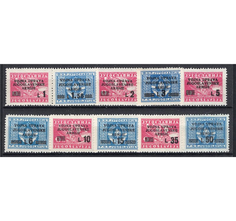 Occup. Jugoslava Istria e Litorale Sloveno 1946 Soprast. "PORTO" serie n° 14/19. Cat. € 200 (**)