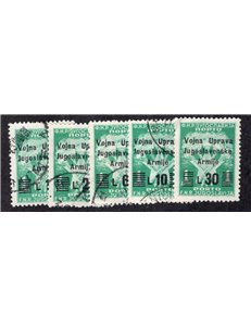 Litorale Sloveno Amm. Militare Jugoslava 1947 Segnatasse serie n° 20/24. Cat. € 28 (**)
