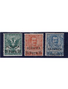 Uffici Postali all'Estero Levante Albania 1902 serie n° 1/3. Cat. € 100 (**)