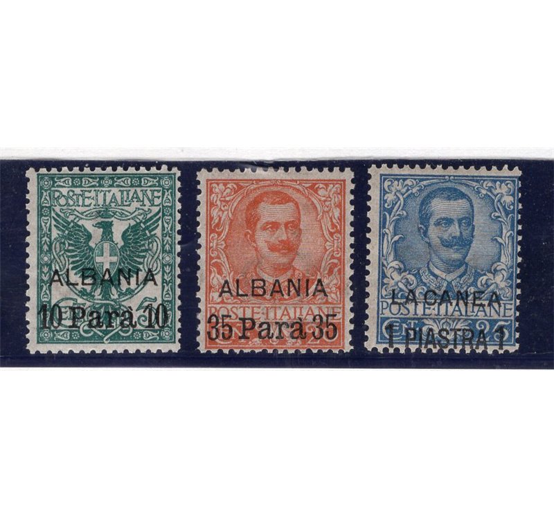 Uffici Postali all'Estero Levante Albania 1902 serie n° 1/3. Cat. € 100 (**)
