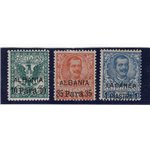 Uffici Postali all'Estero Levante Albania 1902 serie n° 1/3. Cat. € 100 (**)