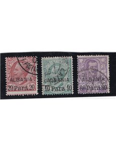 Uffici Postali all'Estero Levante Albania 1902 serie n° 7/9. Cat. € 140 (U)