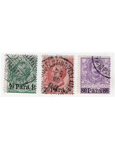 Uffici Postali all'Estero Levante Albania 1903 serie n° 10/12. Cat. € 70 (U)