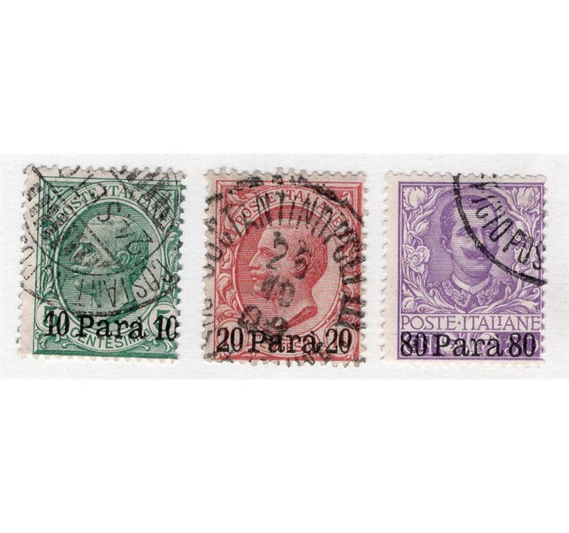 Uffici Postali all'Estero Levante Albania 1903 serie n° 10/12. Cat. € 70 (U)