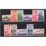 A.O.I. 1938 Triennale d'oltremare serie n° 27/33 + P.A. 16/19. Cat. € 140 (**)