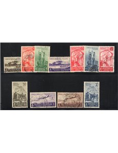 A.O.I. 1938 Bilinnenario Augusto serie 21/26 + P.A. 14/15. Cat. € 35 (U)