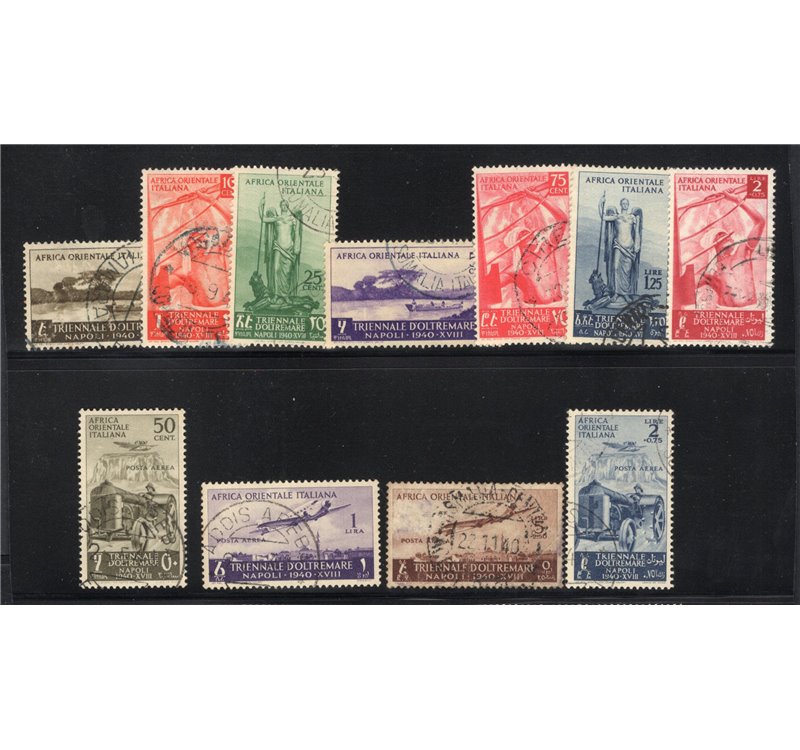 A.O.I. 1938 Bilinnenario Augusto serie 21/26 + P.A. 14/15. Cat. € 35 (U)