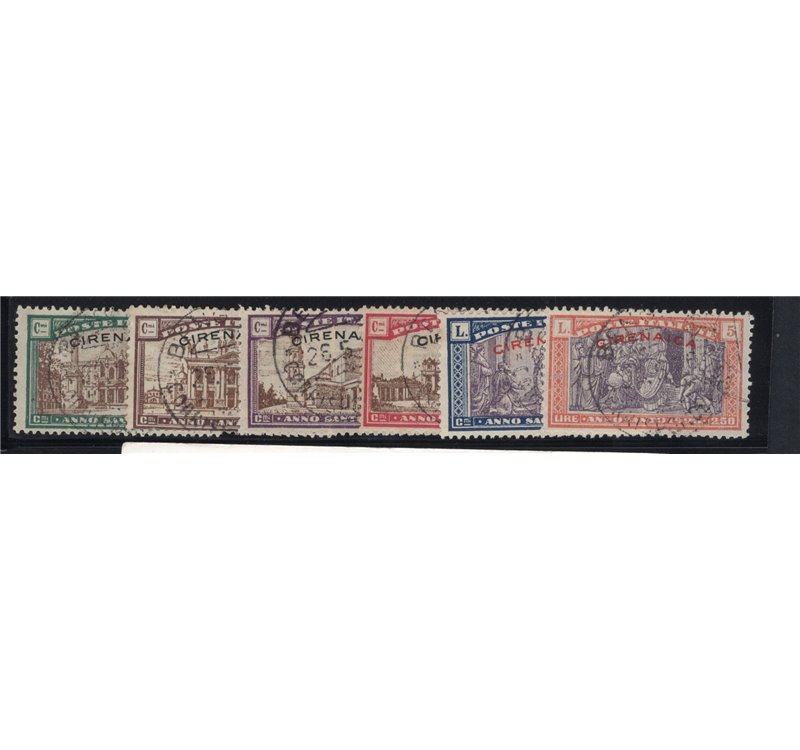 Cirenaica 1923 Marcia su Roma serie 5/10 annulli poco leggibili. Cat. € 450