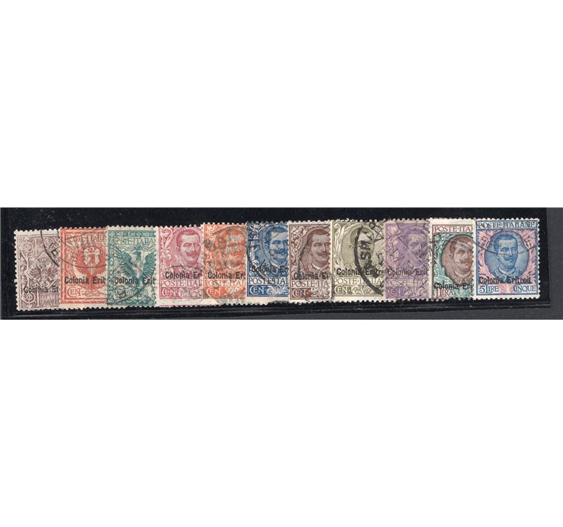 Eritrea 1895/99 Umberto I soprast. serie n° 12/18. Cat. € 65 (U)