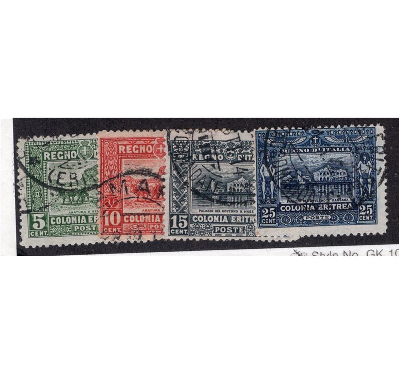 Eritrea 1910/14 Soggetti africani serie n° 34/37. Cat. € 70 (U)