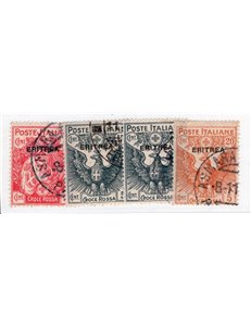 Eritrea 1916 Floreale 10 £ soprast. n° 40. Cert.: Biondi. Cat. € 1.150 (U)
