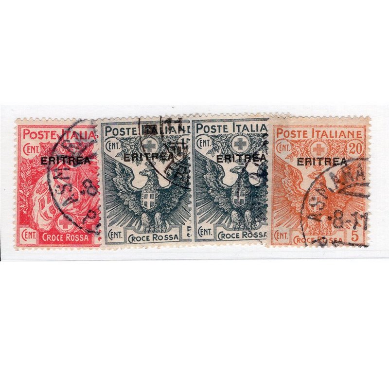 Eritrea 1916 Floreale 10 £ soprast. n° 40. Cert.: Biondi. Cat. € 1.150 (U)