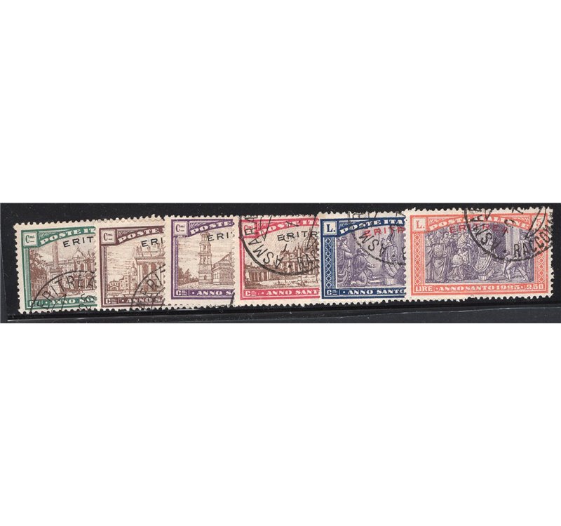 Eritrea 1924 Elefanti e leoni soprast. serie n° 80/86. Cat. € 180 (U)