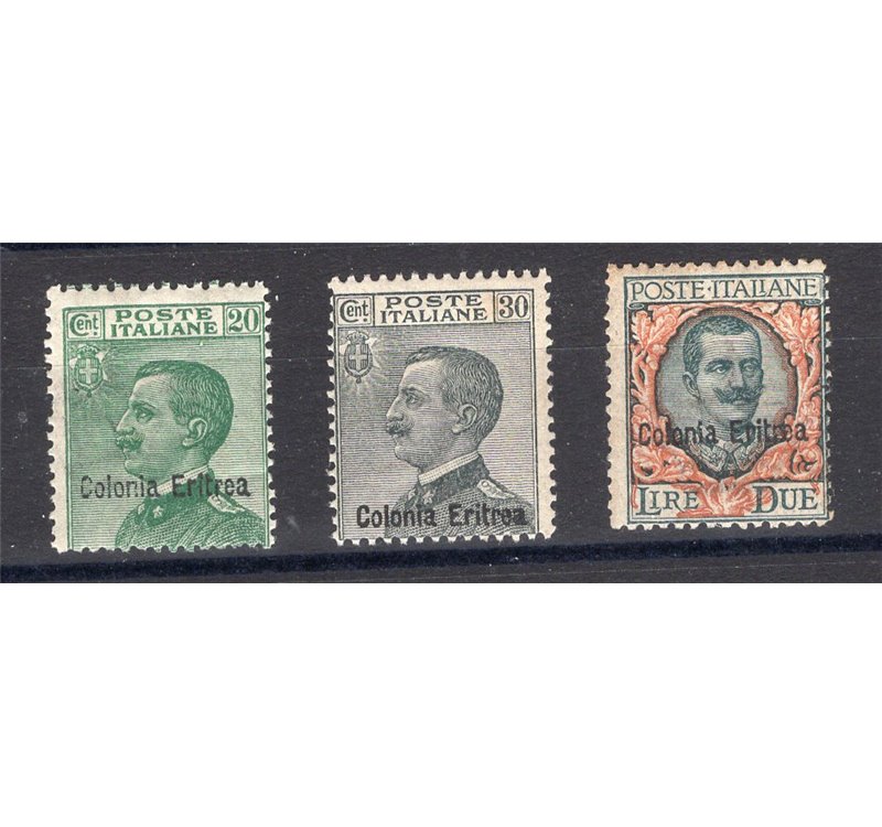 Eritrea 1924 Elefanti e leoni soprast. serie n° 80/86. Cat. € 360 (**)
