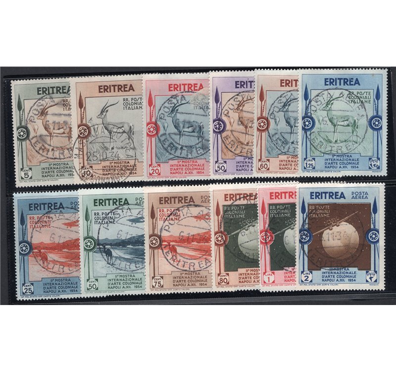 Eritrea 1934 Mostra Coloniale serie n° 220/25 + P.A. 1/6. Cat. € 450 (U)