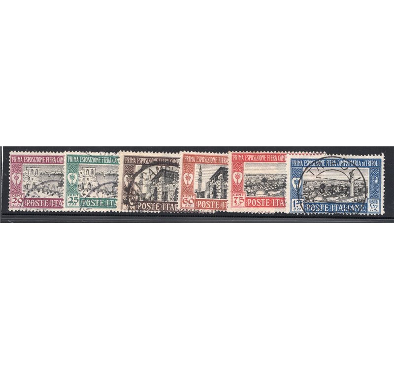 Libia 1927 I Fiera di Tripoli serie n° 66/71 + Ex 14/15. Cat. € 300 (U)