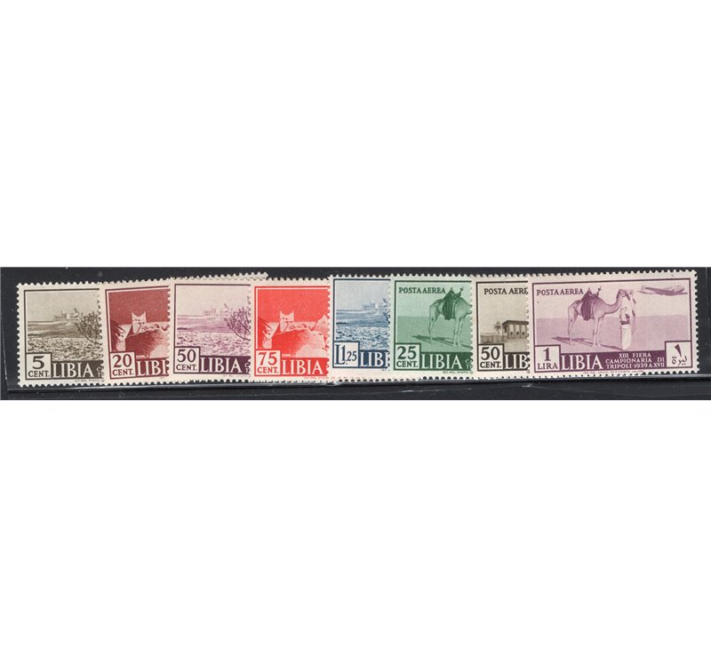 Libia 1938 Augusto serie n° 152/57 + P.A. 36/37. Cat. € 50 (**)