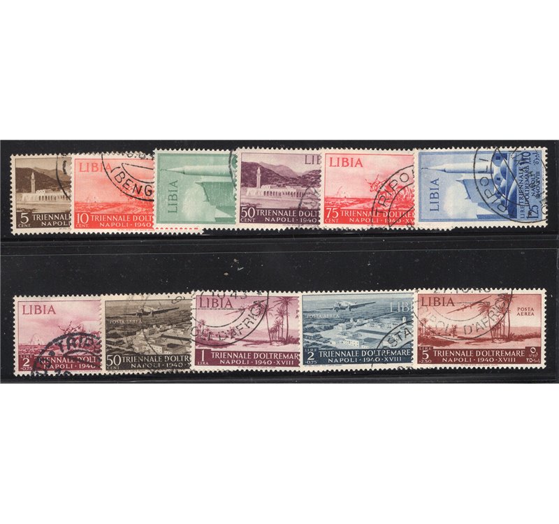 Libia 1940 Pittorica 5 £ nero e azzurro dent. 14 senza filigrana n° 163. Firm.: Chia - Raybaudi. Cat. € 350 (U)