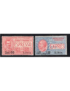 Libia 1922 Espressi soprast. serie n° 5/6. Cat. € 110 (**)