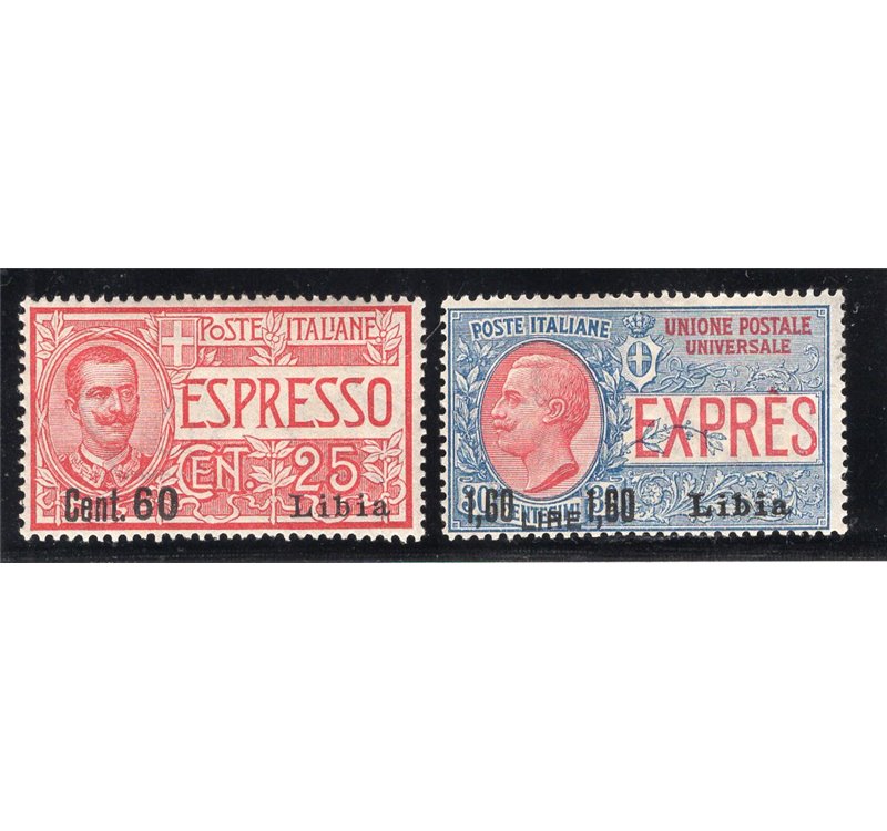 Libia 1922 Espressi soprast. serie n° 5/6. Cat. € 110 (**)