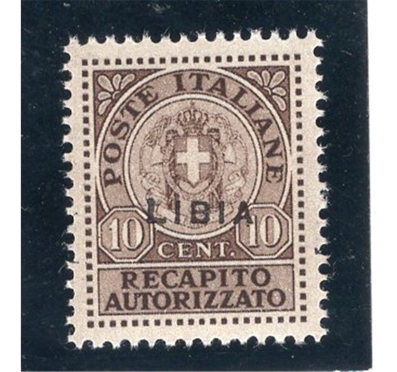 Libia 1929 Recapito autorizzato 10 c. dent. 14 n° 2. Cat. € 165 (**)