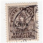 Libia 1929 Recapito autorizzato 10 c. dent. 14 n° 2. Cat. € 200 (U)
