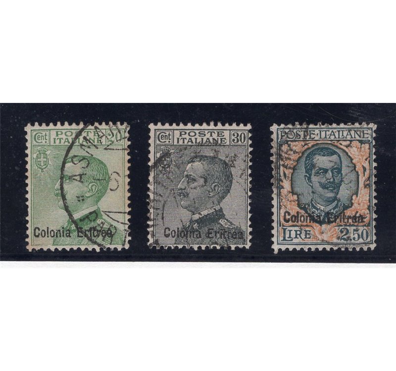 Eritrea 1903 Segnatasse 10 £ azzurro e carminio soprast. " in alto n° 11. Cert.: Biondi. Cat. € 1.100 (U)